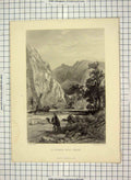 Original Old Antique Print El Hesweh Wady Feiran Camel Mountains Brandard Fenn