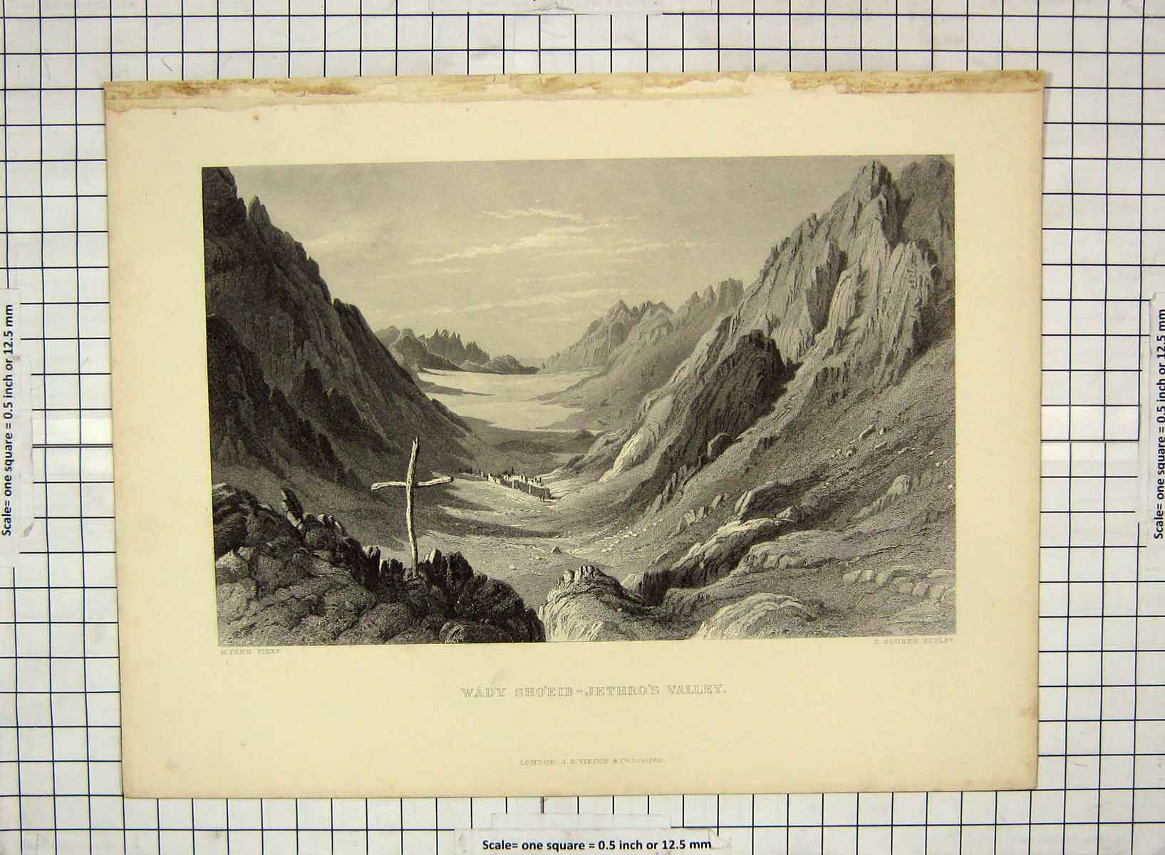 Original Old Antique Print Wady Shoeib Jethro'S Valley Fenn Cousen Engraving