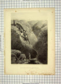 Original Old Antique Print Mar Saba Valley Kedron Cliffs Brandard Woodard