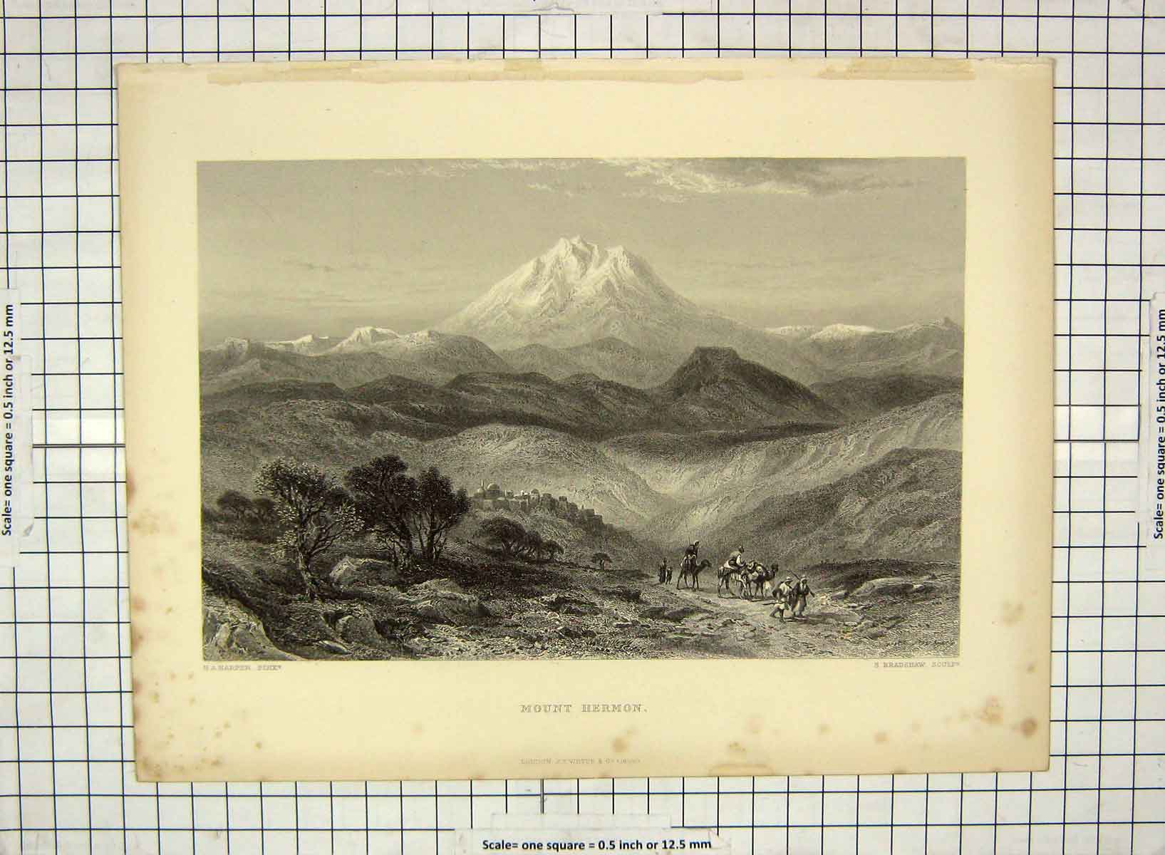Old Antique Print View Mount Hermon Mountains Bradshaw Harper Engraving