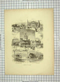 Old Antique Print C1880 St. Louis America Waterworks Garden Fourth Street 19th