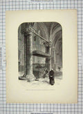 Original Old Antique Print C1880 Tomb Black Prince Canterbury Cathedral England