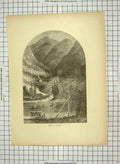 Original Old Antique Print C1880 View Ferry Renovo Mountains Trees Horse 19th