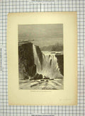 Old Antique Print C1880 Southern Side Willamette Falls River California 19th