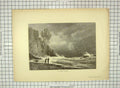 Original Old Antique Print C1880 La Crose Harbor Stormy Sea Lake Superior 19th