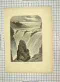 Original Old Antique Print C1880 View Passaic Falls River Bridge 19th