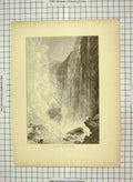 Original Old Antique Print C1880 View Cave Winds Niagara Waterfalls America