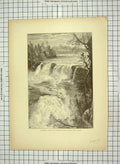 Original Old Antique Print C1880 View Trenton Falls East Bank Niagara America