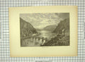Original Old Antique Print C1880 View Harpers Ferry River Bridge Mountains 19th