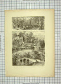 Original Old Antique Print C1880 Bridge Antietam Rolling Mill Burnside Bridge