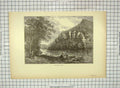Original Old Antique Print C1880 Rainbow Arch Cliffs Trees River America 19th