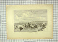 Original Old Antique Print C1880 View Beach Scene Horses Newport England 19th