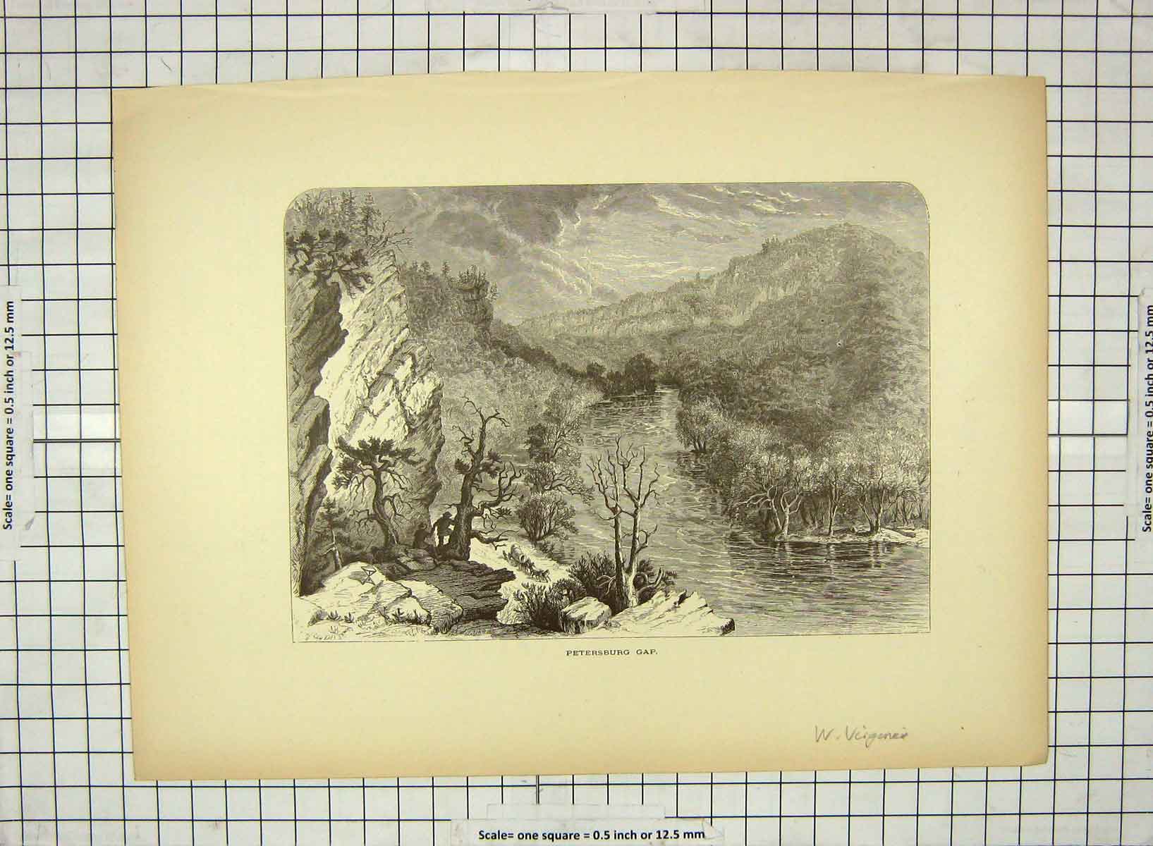 Old Antique Print C1880 Petersburg Gap River Mountains Virginia America 19th