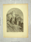 Original Old Antique Print C1880 Cliffs Yellowstone Park Mountains America 19th