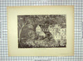 Original Old Antique Print C1880 Mills Rockland River Fishing America Victorian