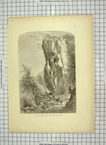 Old Antique Print C1880 Lover'S Leap Mountains Horse Bullock Cart America 19th