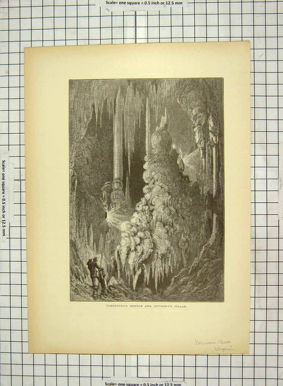 Original Old Antique Print C1880 Cleopatra'S Needle Anthony'S Pillar Virginia