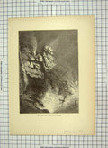 Original Old Antique Print C1880 Spouting Horn Storm Desert 19th