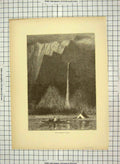 Old Antique Print C1880 Multanomah Falls Mountains River Columbia America 19th