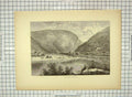 Original Old Antique Print C1880 View Delware Water-Gap Mountains America 19th