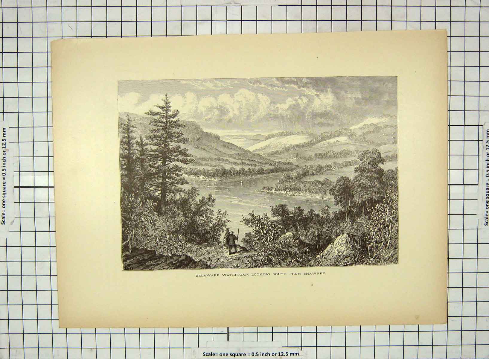Original Old Antique Print C1880 Delaware Water-Gap Shawnee Mountains America