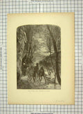 Original Old Antique Print C1880 Lover'S Leap Horses Carriage Carolina America