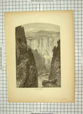Original Old Antique Print C1880 Palisade Canon Mountains America Victorian