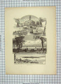 Original Old Antique Print C1880 Montreal Helen'S Island Architecture Canada