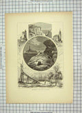 Original Old Antique Print C1880 Portsmouth Isles Shoals Star Island Churchstar