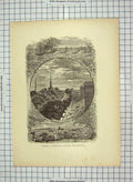 Original Old Antique Print C1880 Greenwich Stamford Norwalk Harour Yachts 19th