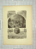 Original Old Antique Print C1880 South Norwalk Southport Blackrock Ships 19th