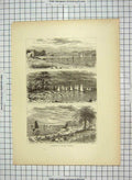 Original Old Antique Print C1880 Connecticut Shore Oyster Boats Norwalk Wilson