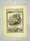 Old Antique Print C1880 Port Jervis Mount William Mountains Bridge River 19th