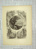 Original Old Antique Print C1880 Cayuga Lake Scenery Tower Rock Gorge Mountains