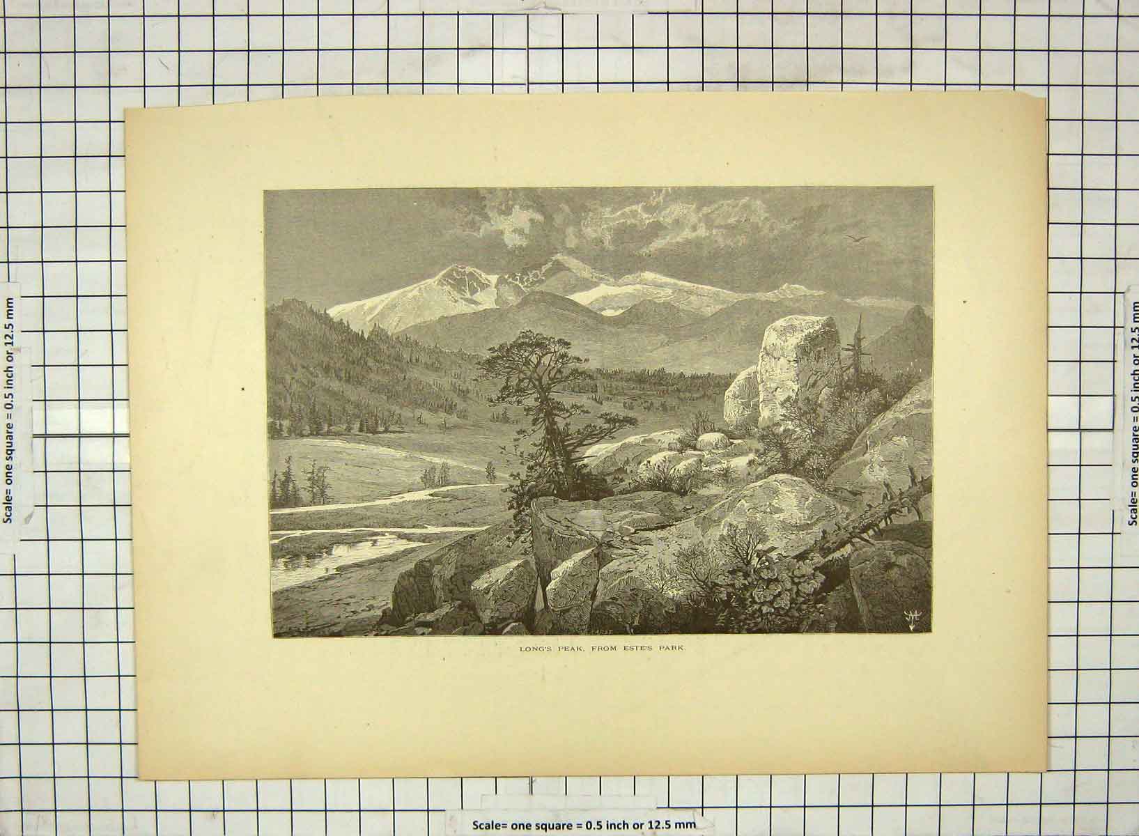 Original Old Antique Print C1880 Long'S Peak Este'S Park Mountains America 19th