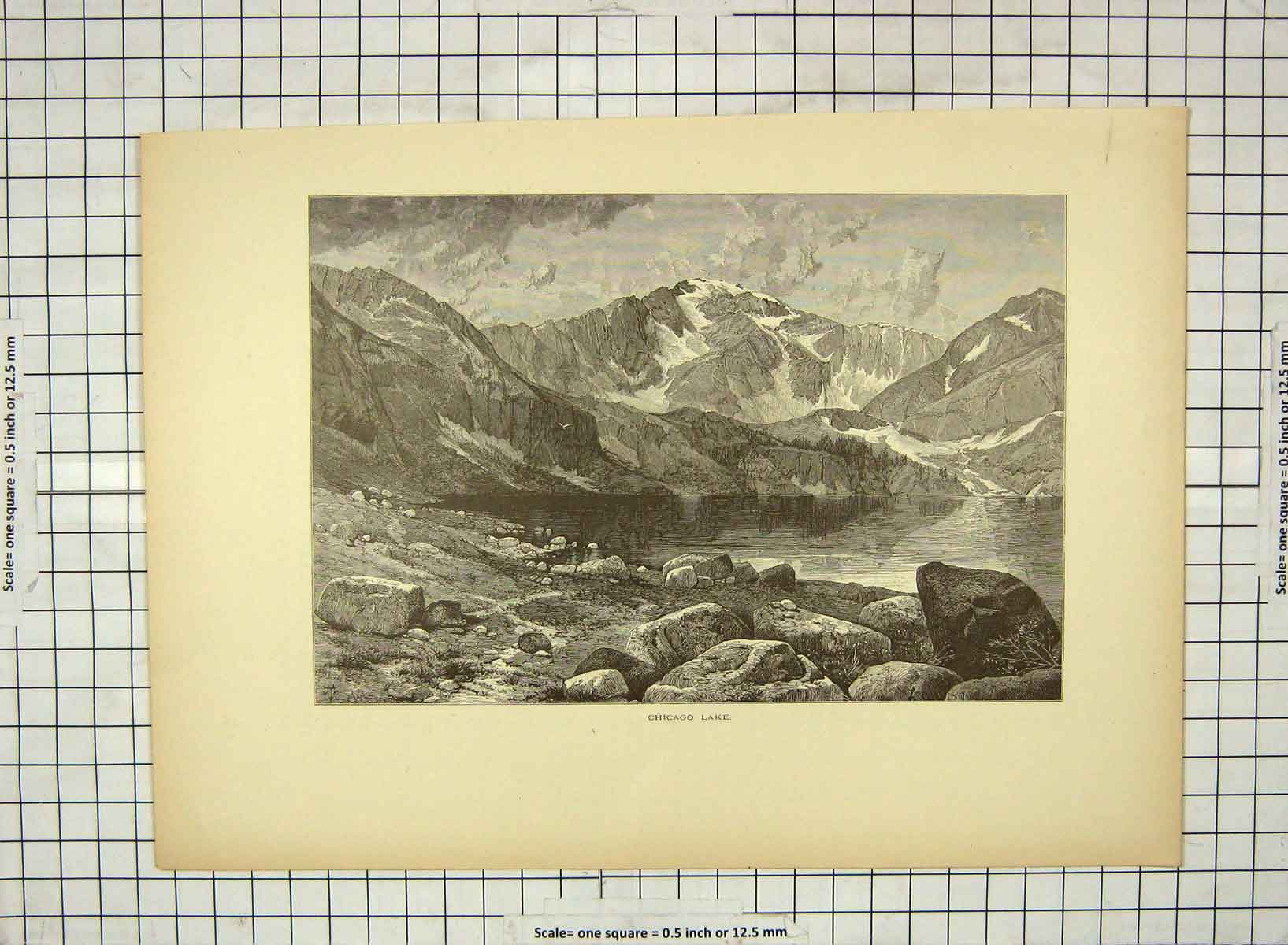 Original Old Antique Print C1880 View Chicago Lake Mountains America Victorian