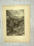 Original Old Antique Print C1880 Mountains Holy Cross Trees River America 19th