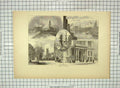 Original Old Antique Print C1880 Chicago Michigan River Wabash Avenie Madison