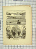 Original Old Antique Print C1880 Lake George Tongue Tea Island Sloop America