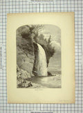 Antique Old Print C1880 Silver Cascade Lake Superior Empress Lake America 19th