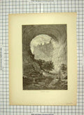 Original Old Antique Print C1880 Natural Tunnel Virginia Interior America 19th