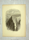 Original Old Antique Print C1880 Purgatory Newport View Sea Trees America 19th
