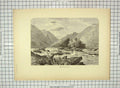 Original Old Antique Print C1880 Mountain Island America Scene French Broad