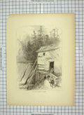 Original Old Antique Print C1880 Mill Reems'S Creek Horses French Broad 19th