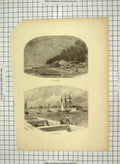 Original Old Antique Print C1880 Fishing Station Kenosha Harbor America 19th