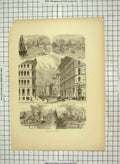 Old Antique Print C1880 Chicago Madison Street Jefferson Park Michigan 19th