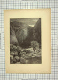 Original Old Antique Print C1880 Glen Canon Colorado Buttresses Marble America