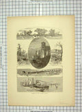 Original Old Antique Print C1880 Albany Delaware Lumber Boats America Kenwood