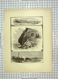 Original Old Antique Print C1880 Portland Harbour Islands White Head Cushing'S