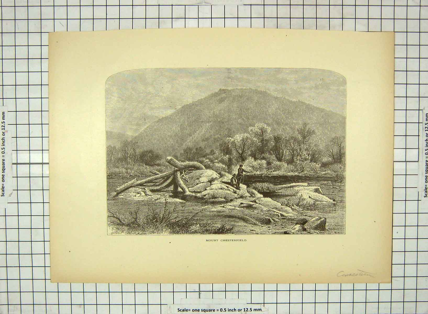 Old Antique Print C1880 Mount Chesterfield Brattleboro Mountains America 19th